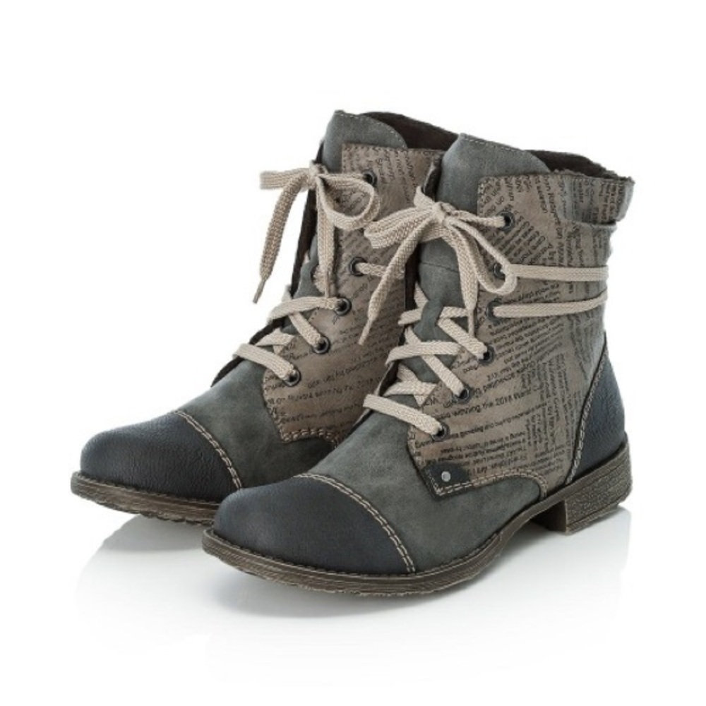 Rieker newsprint combat boots